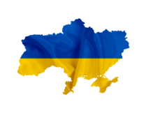flaga Ukrainy w kształcie granic tego państwa