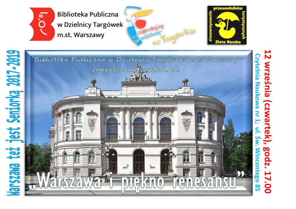 „Warszawa i piękno renesansu” prelekcja varsavianistyczna w Czytelni