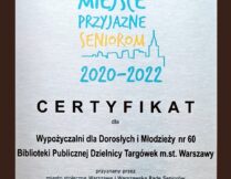 Certyfikat „Miejsce Przyjazne Seniorom 2020-2022”