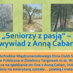 obrazy namalowane przez Annę Caban, a pod nimi napis: seniorzy z pasją - wywiad z Anną Caban