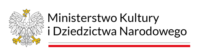 logo ministerstwa kultury i dziedzictwa narodowego - godło Polski (orzeł) i nazwa ministerstwa, pod nią podkreślenie biało-czerwone
