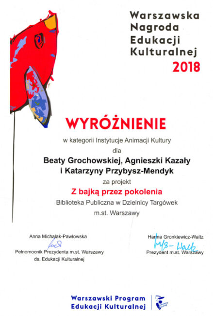 Warszawska Nagroda Edukacji Kulturalnej 2018