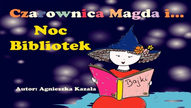 czarownica Magda czyta książkę z bajkami
