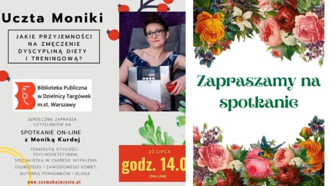 zdjęcie Moniki Kurdej, plakat zapraszający na spotkanie online
