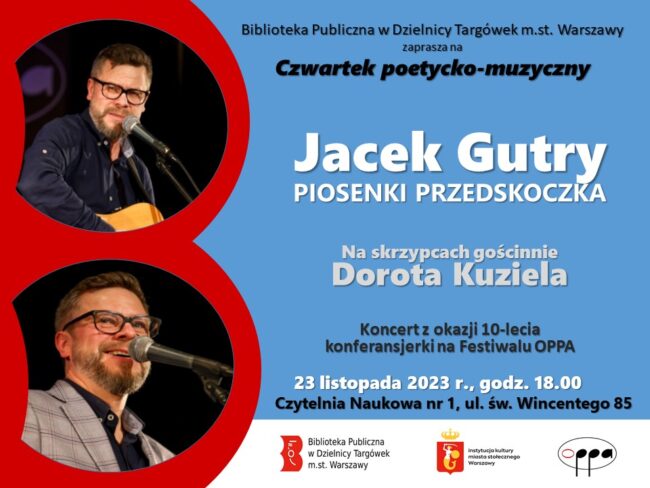 na plakacie zdjęcia Jacka Gutrego; plakat promuje listopadowy czwartek poetycko-muzyczny
