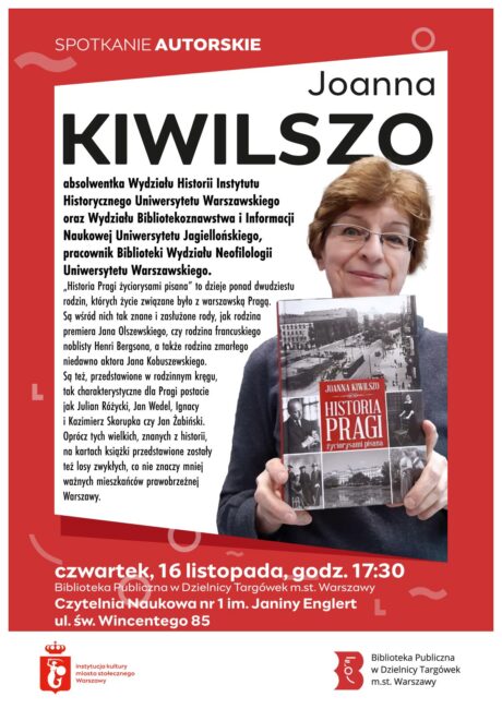 plakat promujący spotkanie autorskie z Joanną Kiwilszo