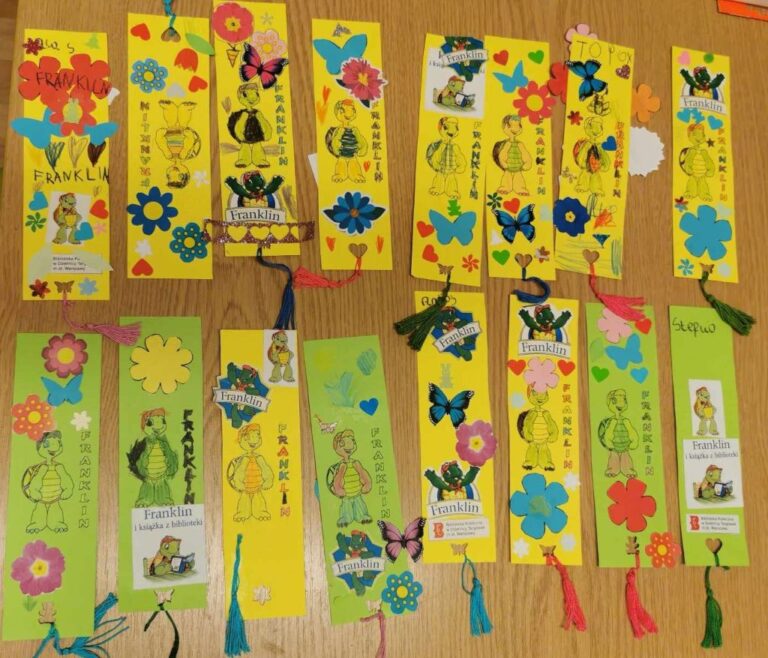 zakładki do dzieci z wizerunkiem żółwia Franklina