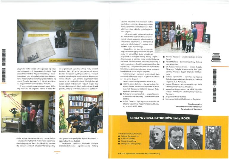 artykuł poświęcony nadaniu Czytelni Naukowej nr I imienia Janiny Englert