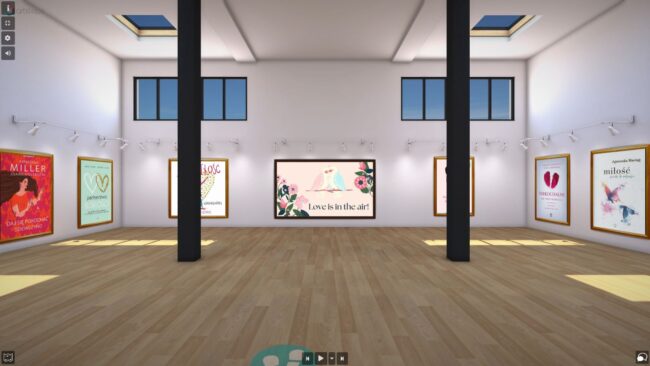 wirtualna sala, na ścianach okładki książek wymienionych w tym wpisie