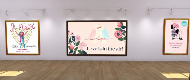 Obraz "Love is in the air!" z dwiema papużkami