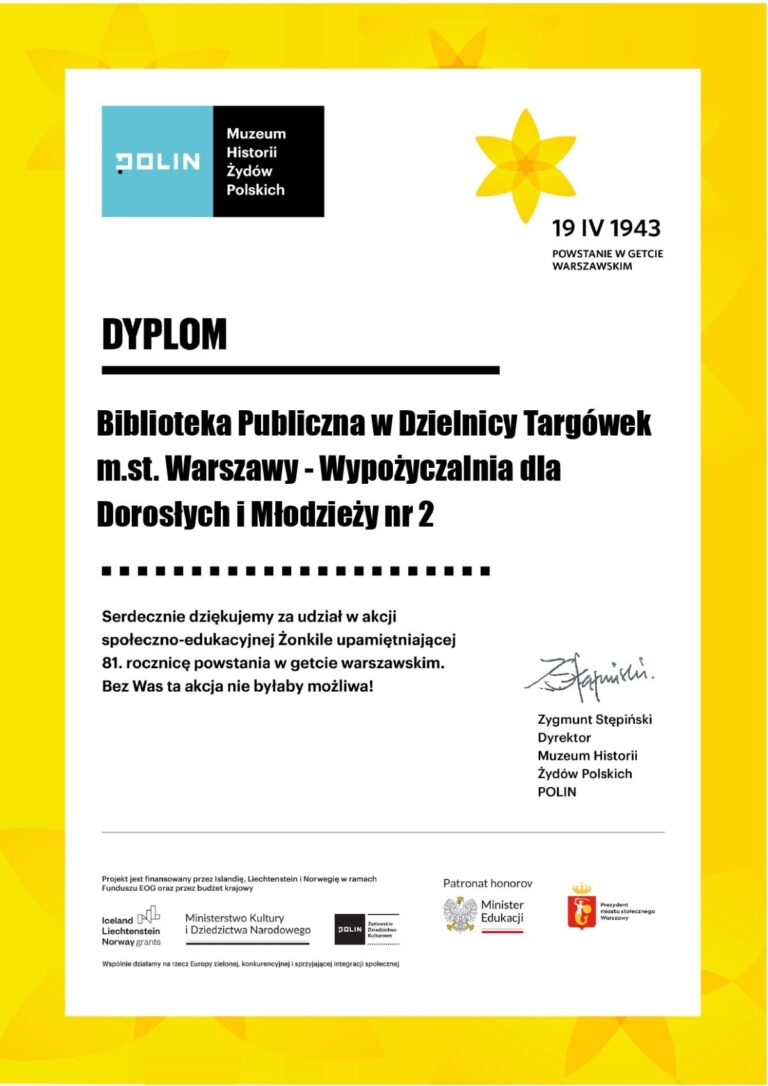 dyplom za udział w akcji Żonkile