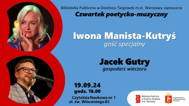 na plakacie artyści, którzy wystąpią: Jacek Gutry i Iwona Manista-Kutryś