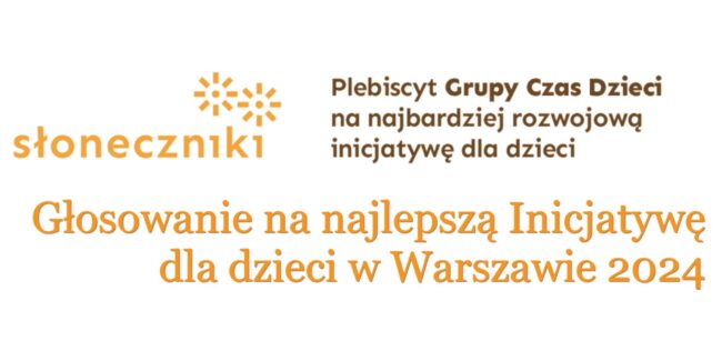 napis słoneczniki głosowanie na najlepszą inicjatywę dla dzieci w Warszawie