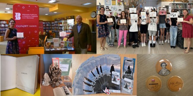 zdjęcia z Narodowego Czytania w bibliotece na Targówku