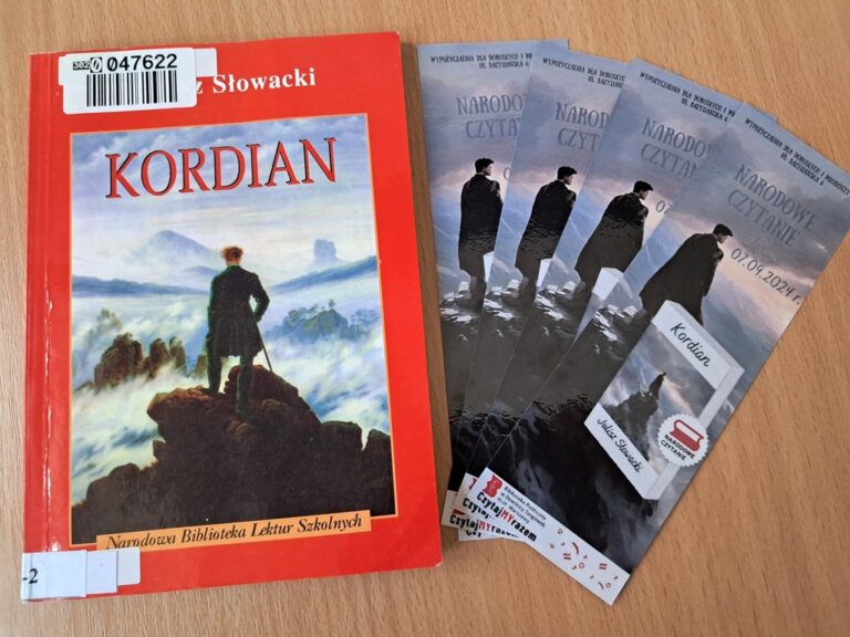 zakładki do książek z okładką promującą Kordiana Juliusza Słowackiego