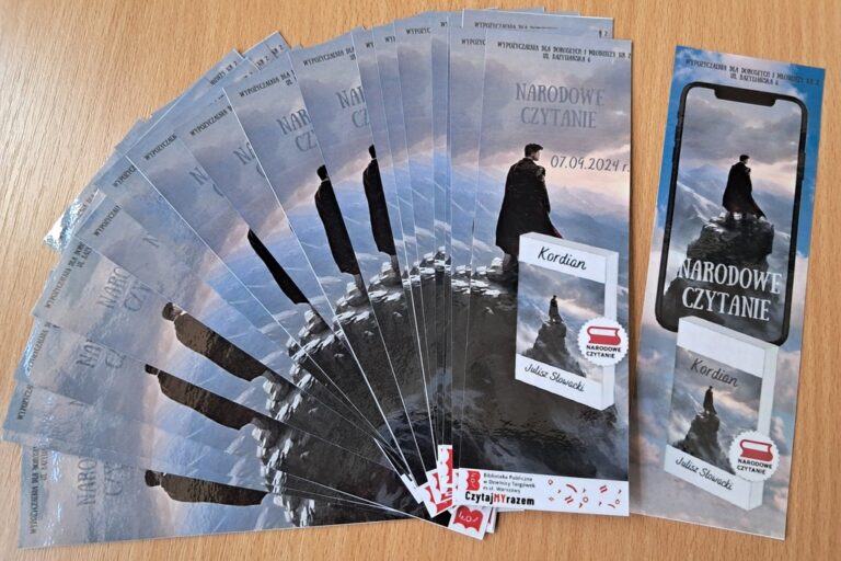 zakładki do książek z okładką promującą Kordiana Juliusza Słowackiego