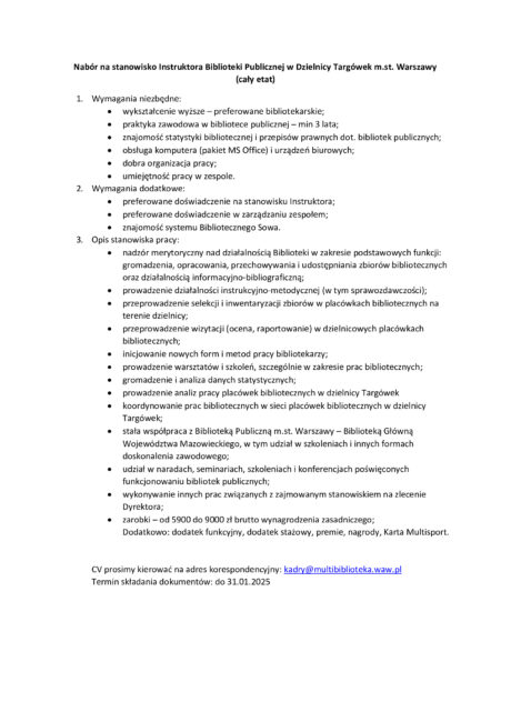 oferta pracy Instruktor