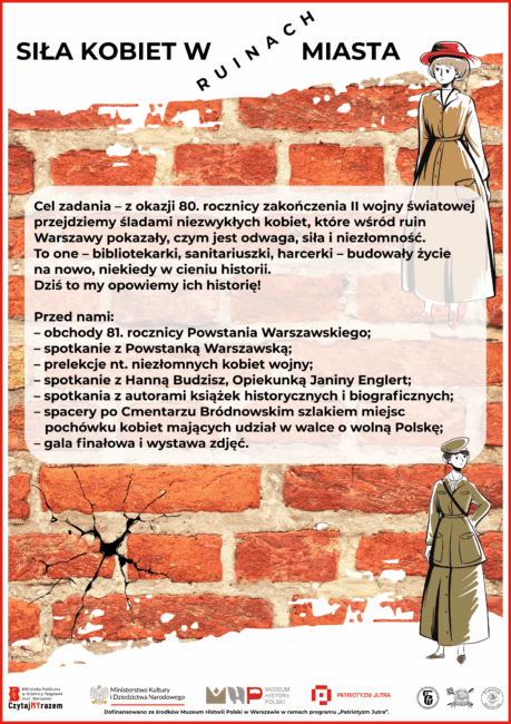 Plakat ogólny promujący projekt "Siła kobiet w ruinach miasta".