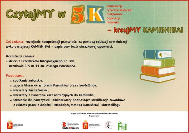plakat promujący projekt „CzytajMY w 5K – kreujmy KAMISHIBAI”