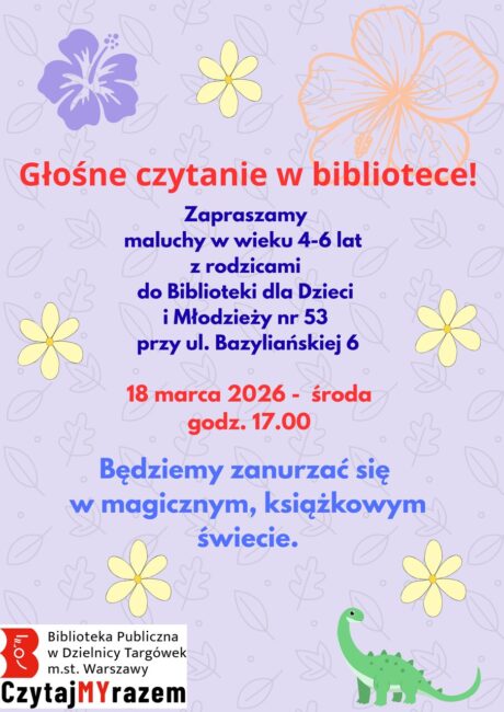 czytanie w bibliotece plakat