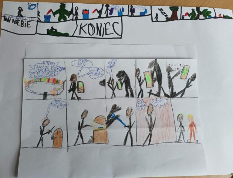 prace plastyczne uczestników zajęć w bibliotece