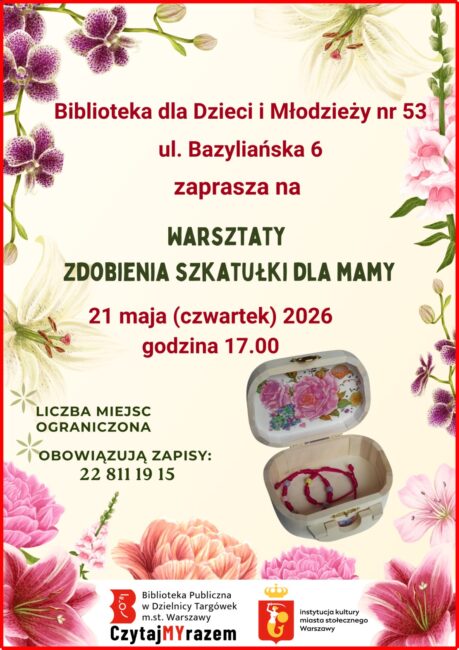 warsztaty szkatułka dzień matki plakat