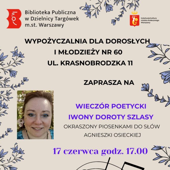 wieczór poetycki Iwony Doroty Szlasy plakat