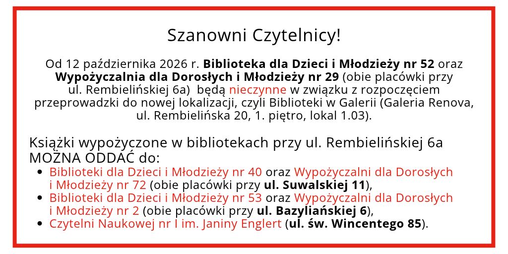 komunikat zamknięcie placówek