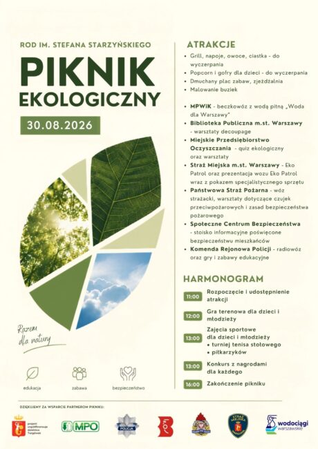 plakat promuje piknik ekologiczny