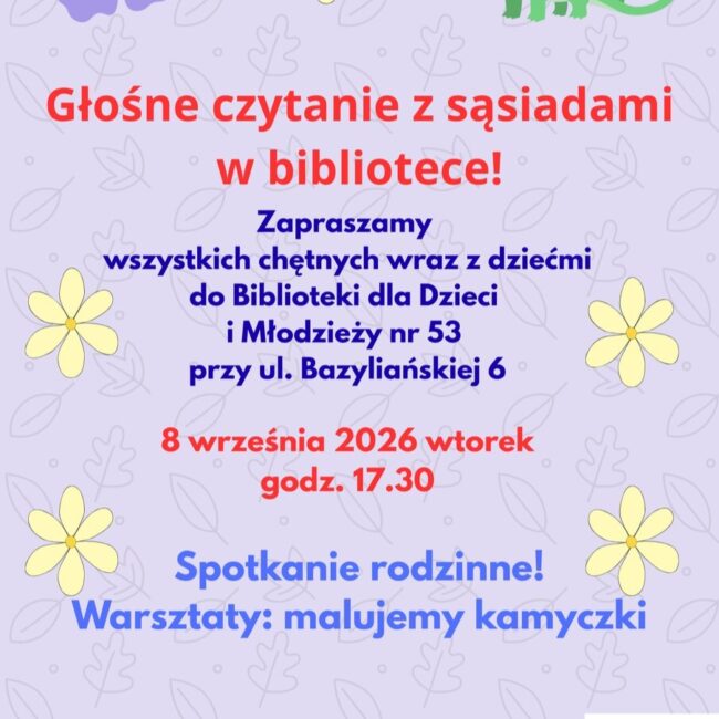głośne czytanie z sąsiadami plakat