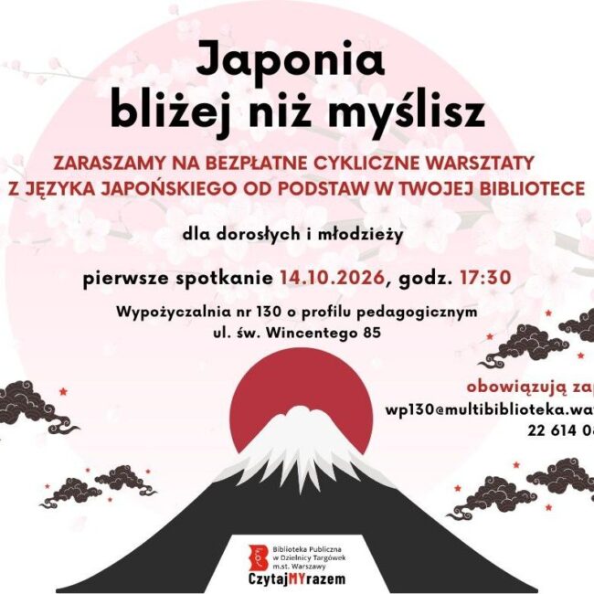 plakat promuje warsztaty z języka japońskiego