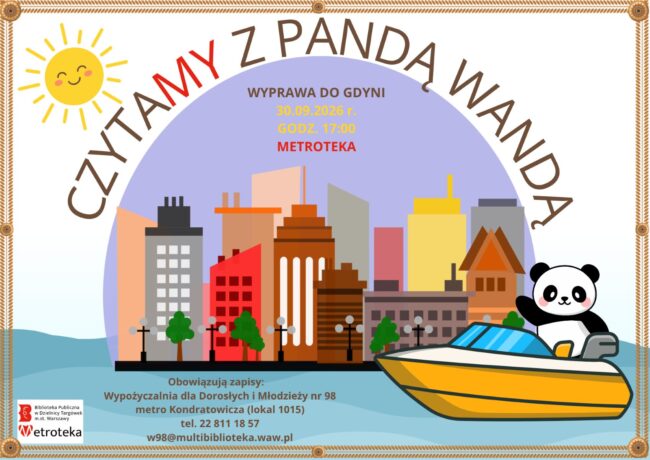 plakat promuje spotkanie z cyklu Czytamy z pandą Wandą