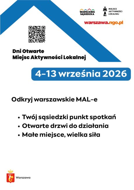 plakat promuje Dni otwarte miejsc aktywności lokalnej, czyli MAL-i