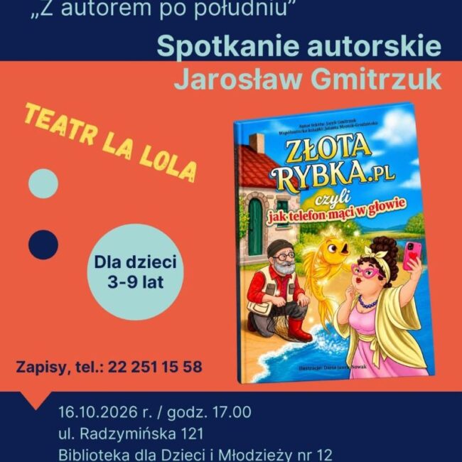 plakat promuje spektakl dla dzieci pod tytułem Złota Rybka.pl
