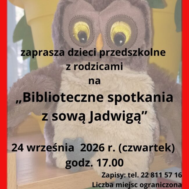 spotkanie biblioteczne z sową jadwigą plakat