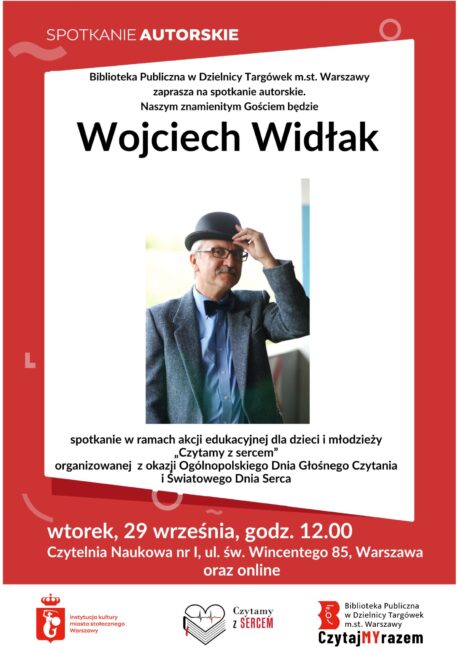 plakat promuje spotkanie z Wojciechem Widłakiem