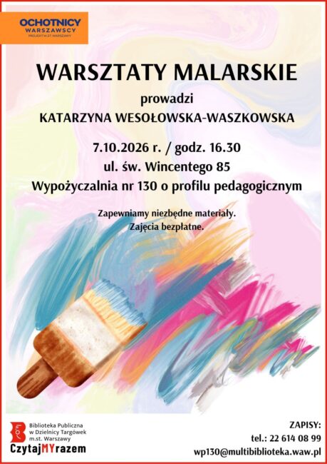 plakat promuje warsztaty malarskie