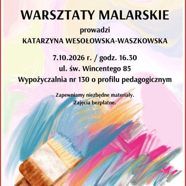 plakat promuje warsztaty malarskie