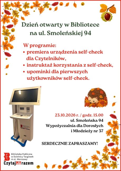 dzień otwarty premiera self-check biblioteka plakat