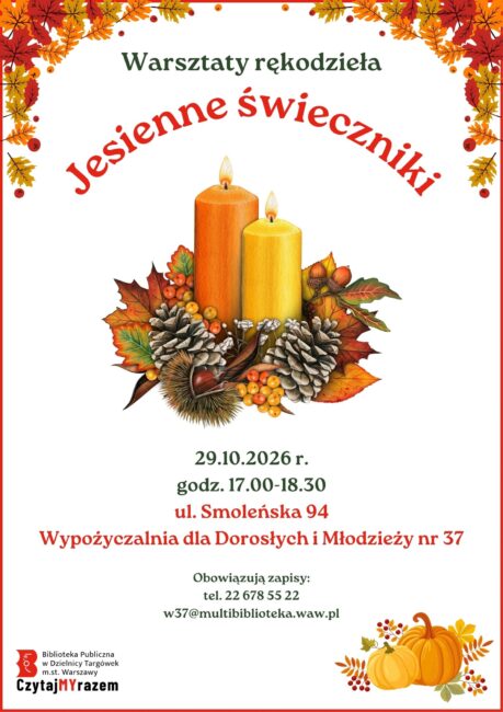 jesienne świeczniki warsztaty rękodzieła plakat
