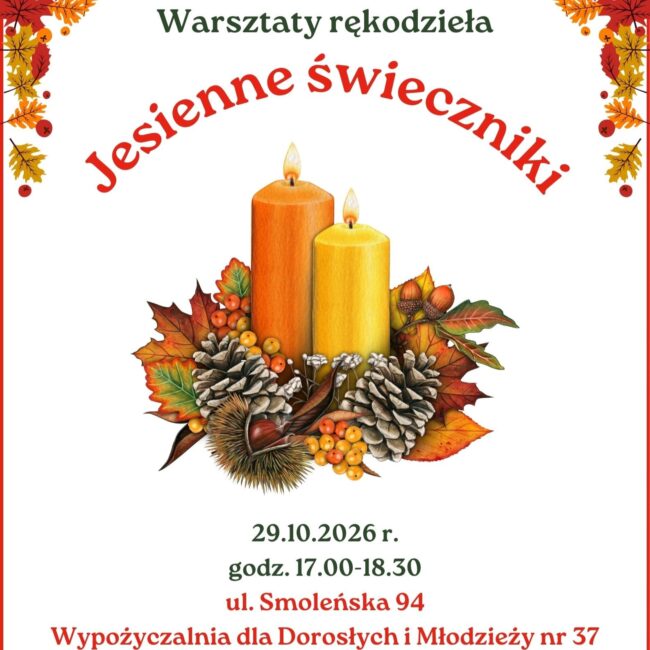 jesienne świeczniki warsztaty rękodzieła plakat