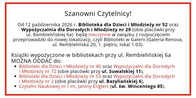 zmiana placówki komunikat